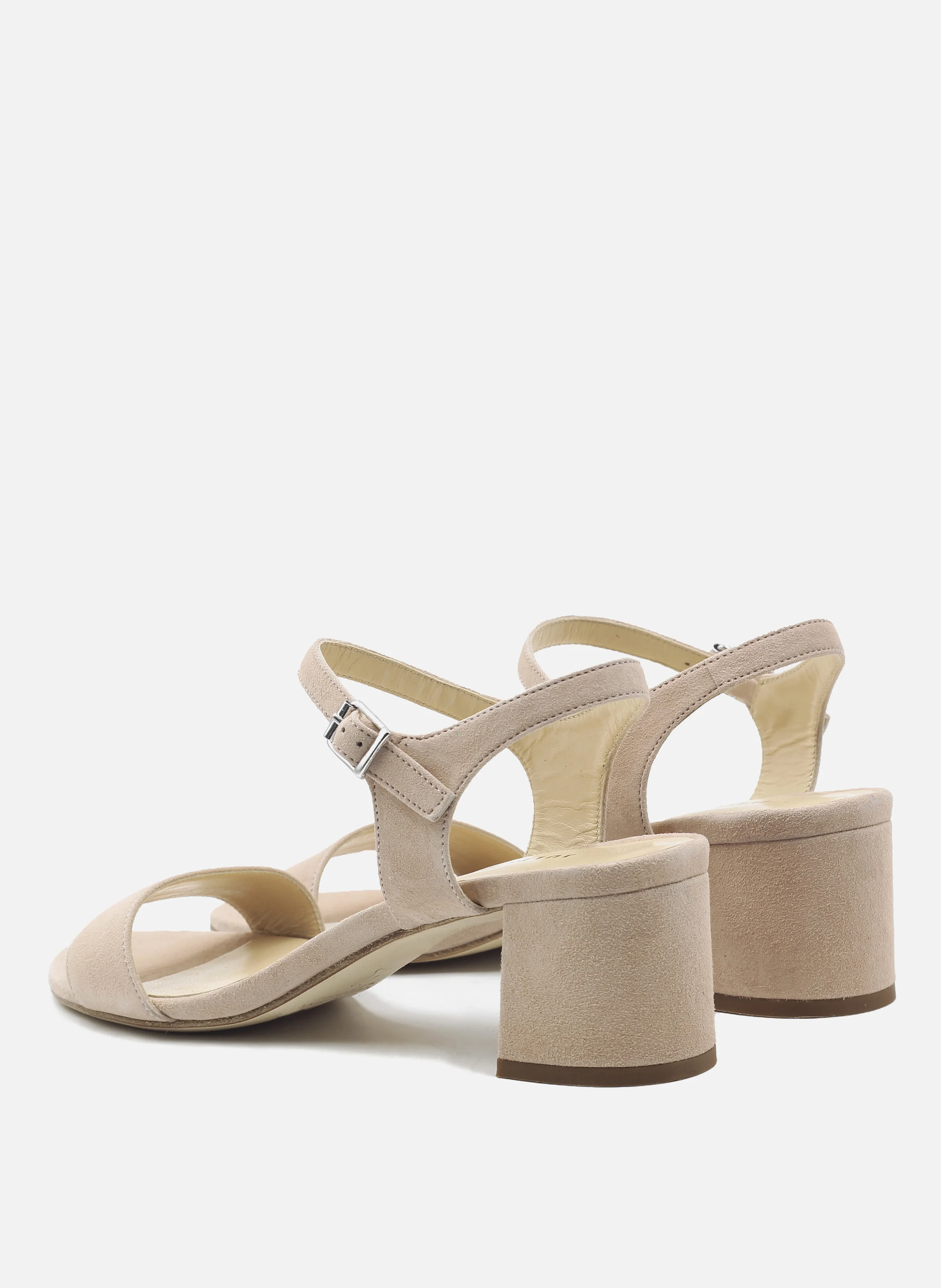 Sandales moyen talon cuir daim | Beige