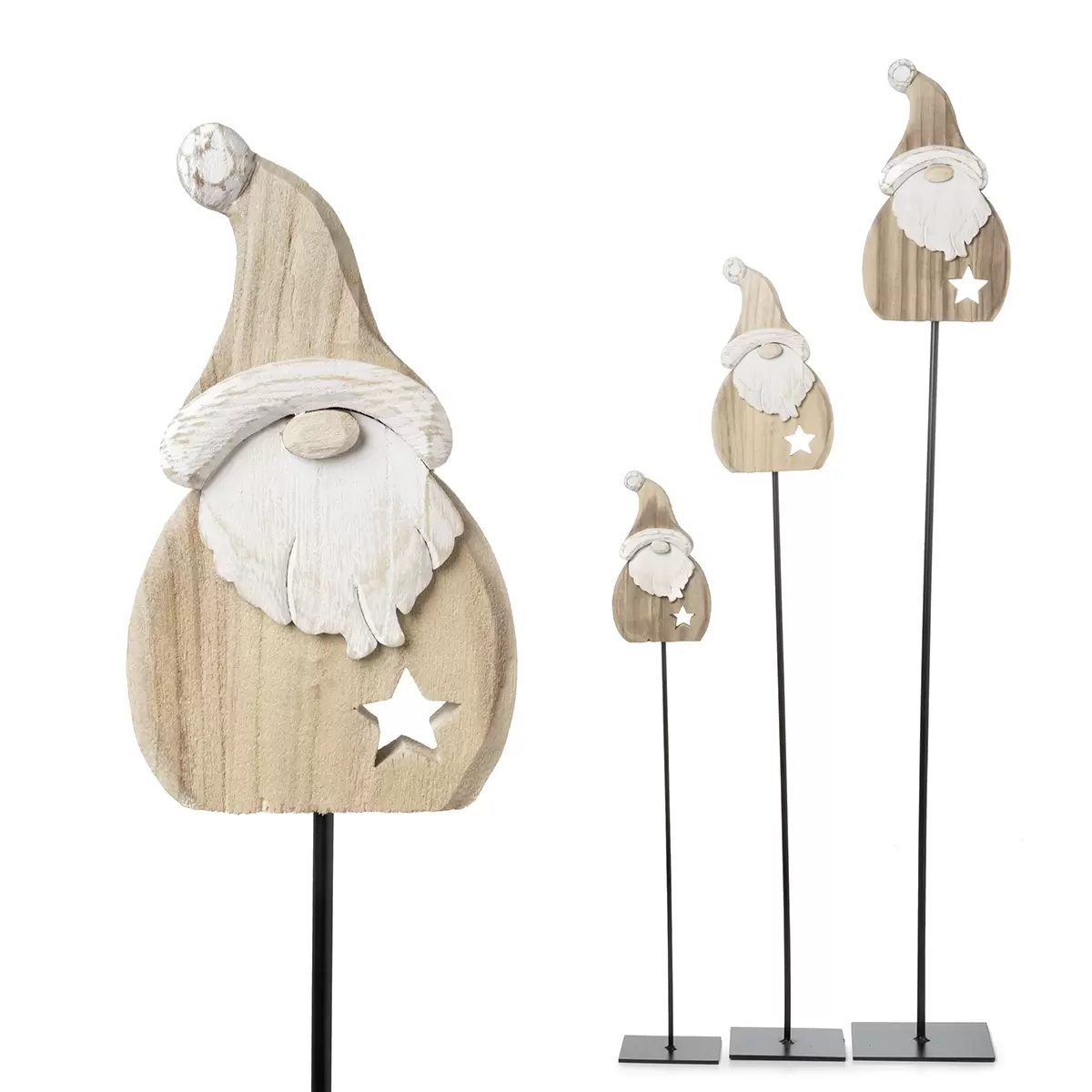 Deko-Weihnachtsmann XMAS natur,schwarz,weiss