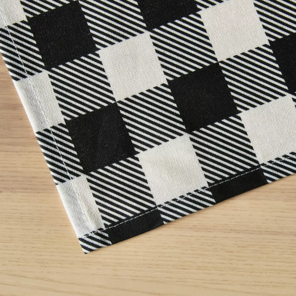 Nappe rectangulaire coton enduit (150 x 350 cm) Vichy Noire