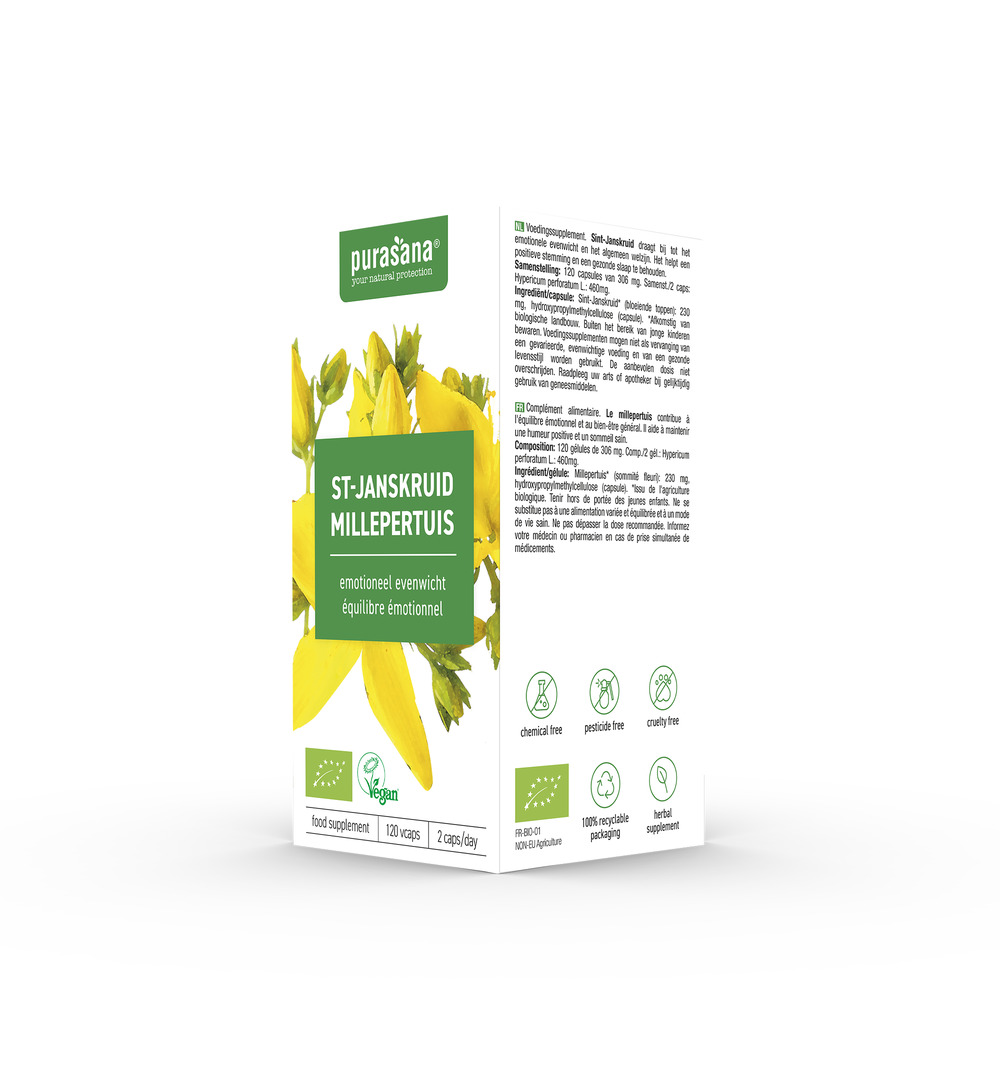 Purasana Sint Janskruid Millepertuis Vegan Bio (120 vega capsules)