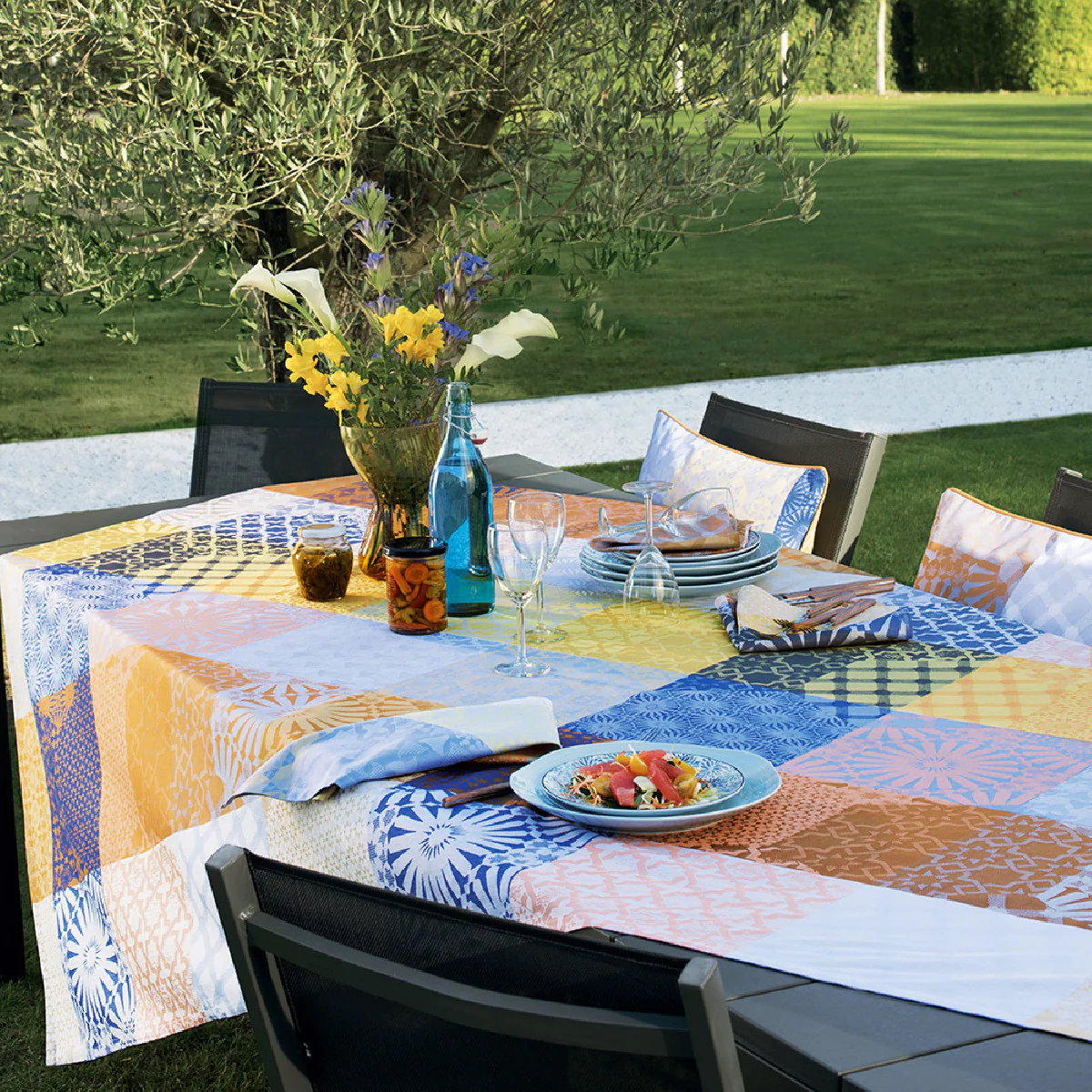 Nappe pur coton multicolore 155x260 Garnier Thiebaut