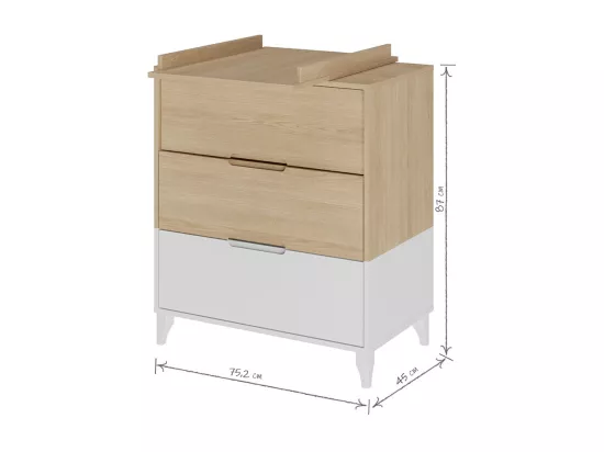 Commode à langer 3 tiroirs panneaux de fibres blanc et bois DIXIE