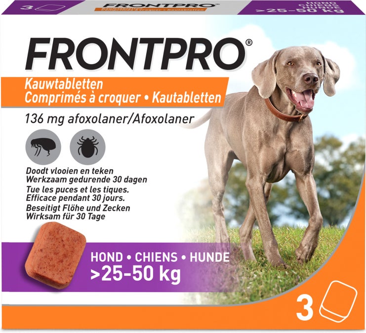 Frontpro kauwtablet vlooien- en tekenmiddel hond 25-50 kg 3 stuks