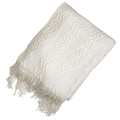 Plaid jacquard à franges motif zig zag