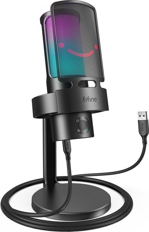 FIFINE A8 - USB RGB Streaming Microfoon - PS5/PS4/PC - Zwart