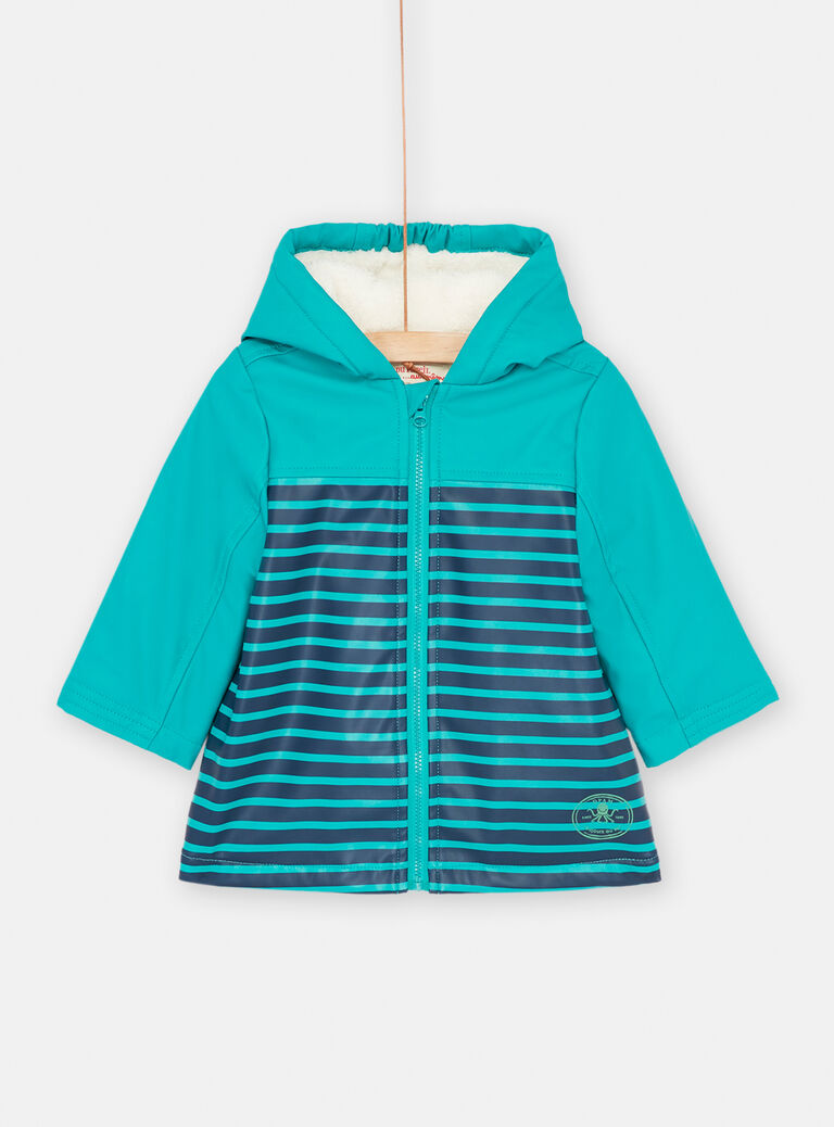 Imperméable bleu à imprimé à rayures bébé garçon