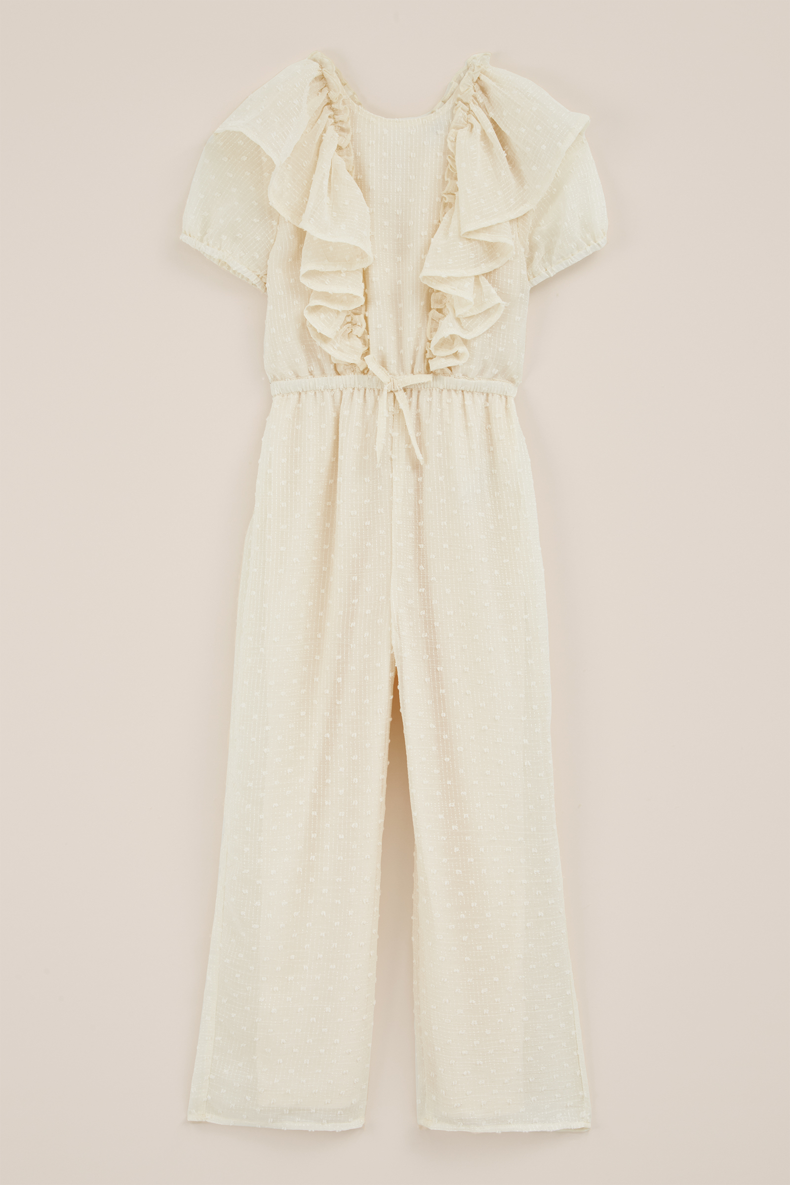 Meisjes jumpsuit met glittergaren WE Fashion Gebroken wit