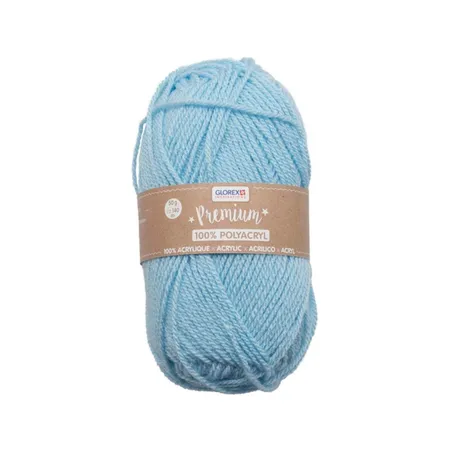 Glorex Premium Wolle aus 100 % Acryl, 50 g, ca. 140 m, hellblau