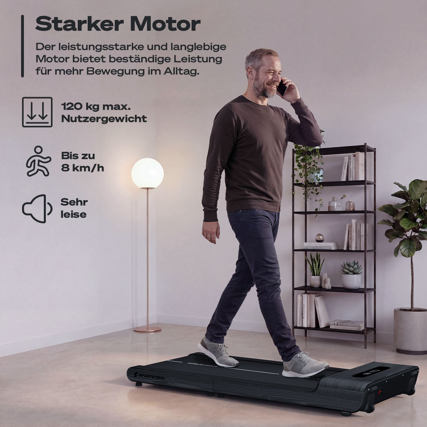WoodPad Pro Laufband grau
