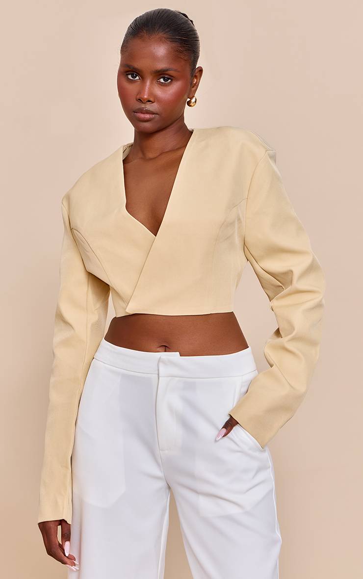 Butter Yellow Blazer Cache-cœur Avec Ceinture À Nouer