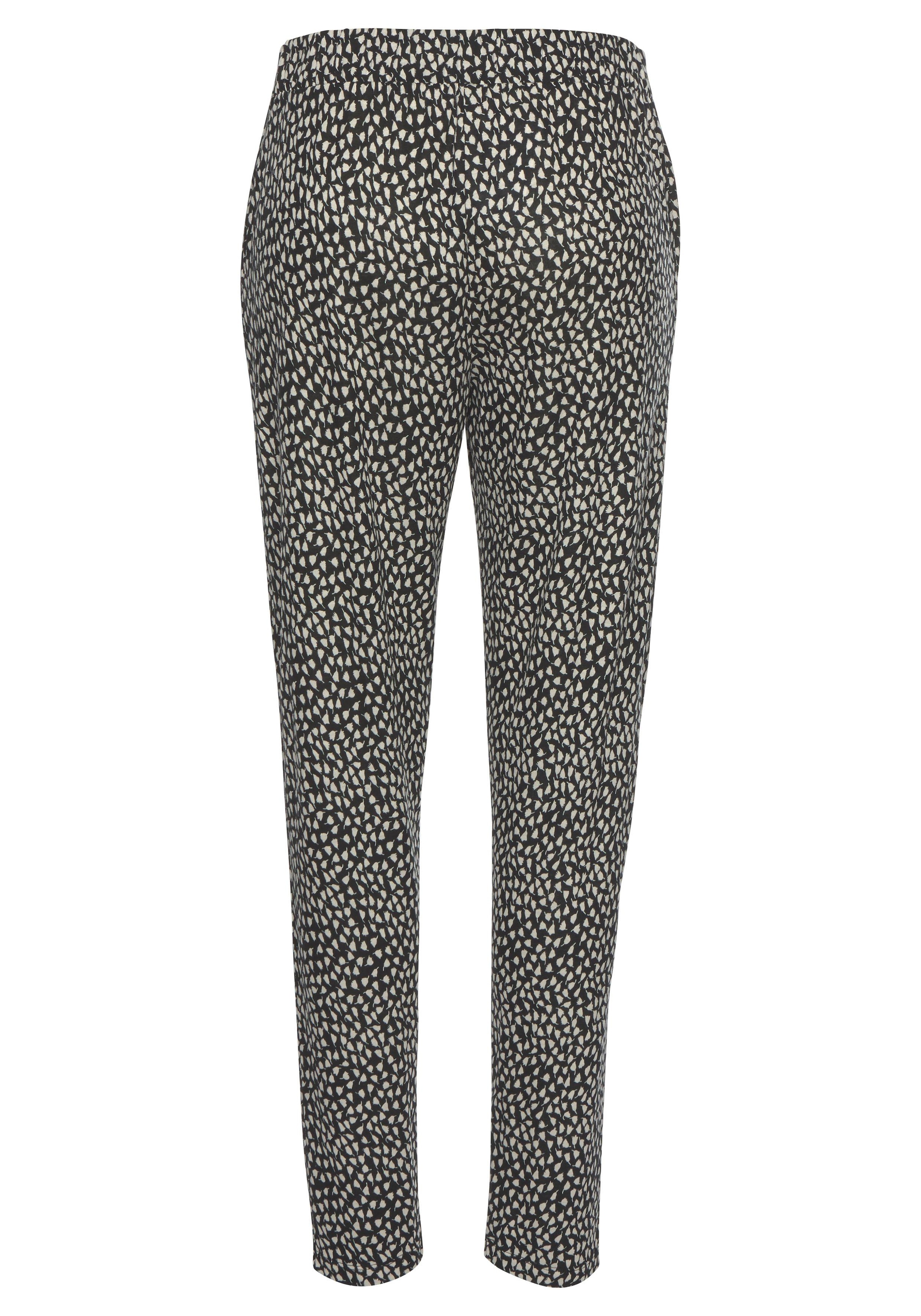 s.Oliver Strandhose  mit Blumendruck und Taschen, leichte Jerseyhose