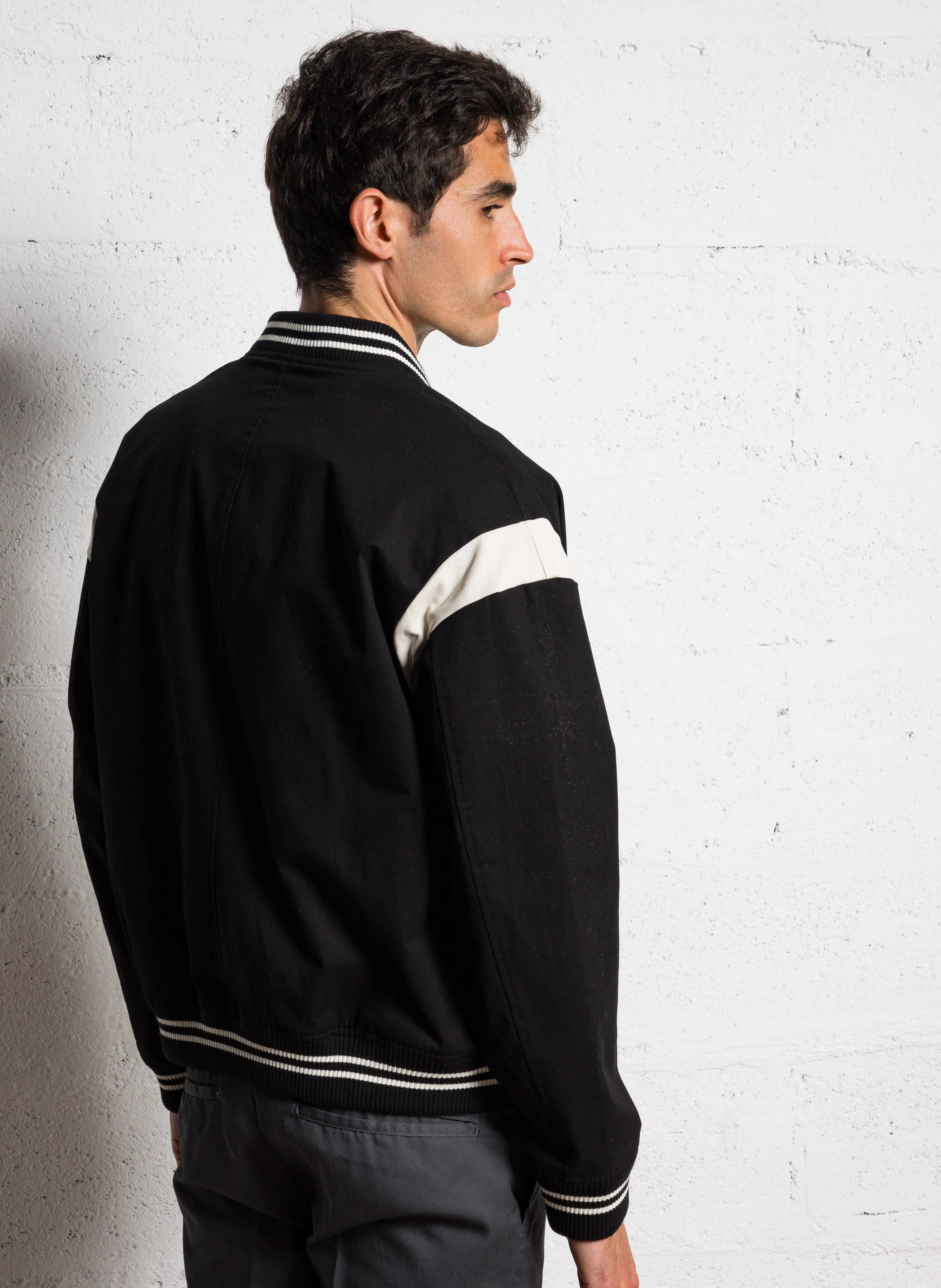 VARSITY - Blouson droit en coton mélangé | Noir