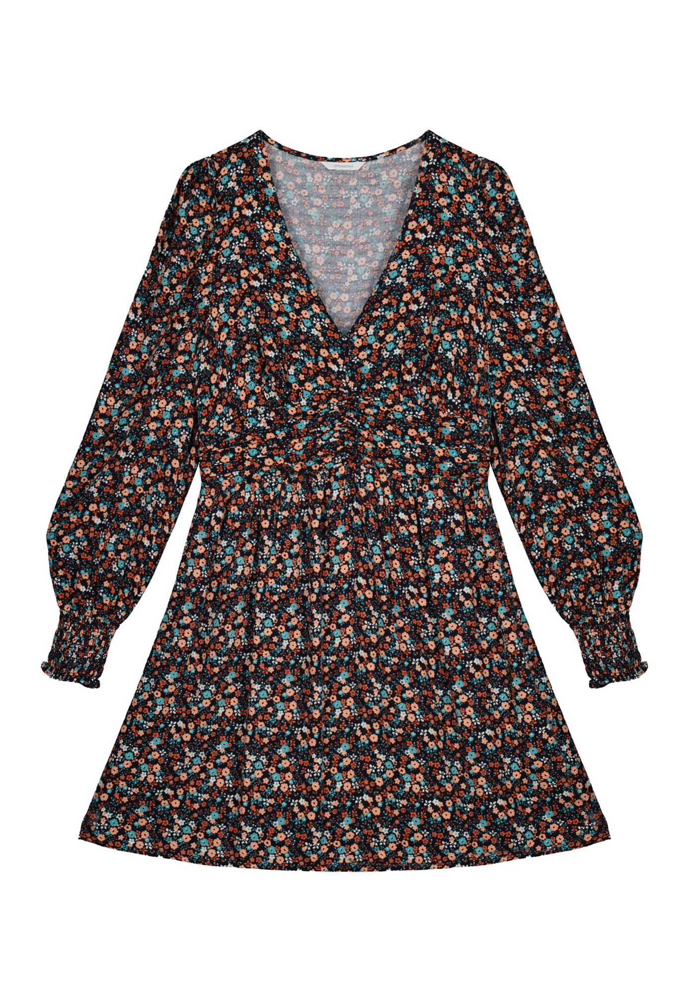Vestido curto estampado e justo