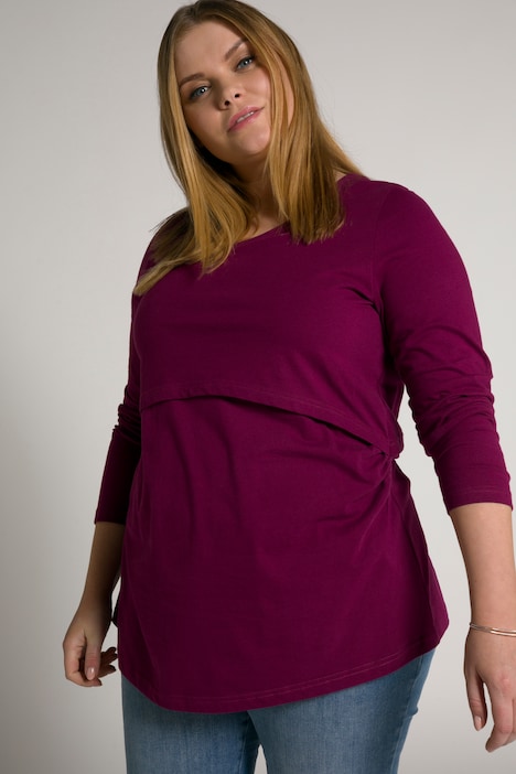 Bellieva-Shirt, elastische Raffungen, 3/4-Arm, GOTS