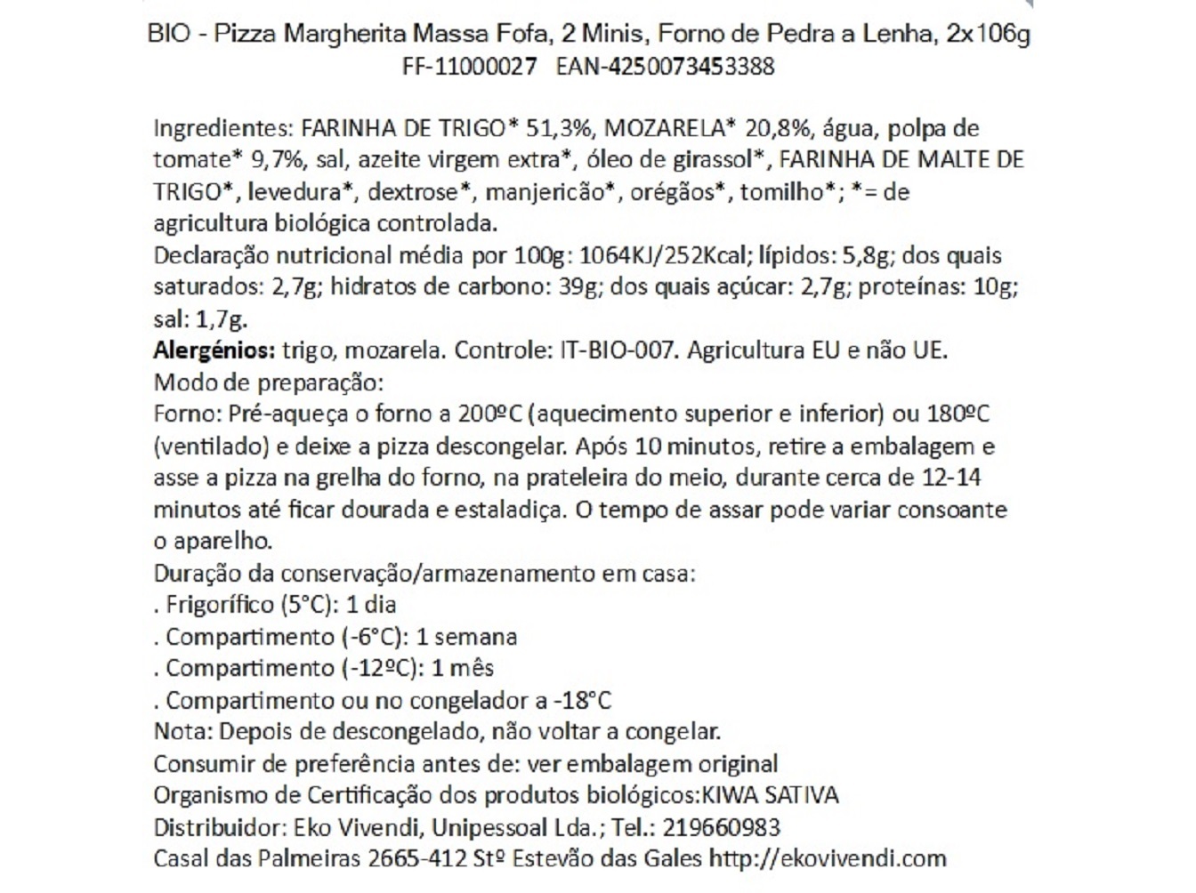 PIZZA MARGHERITA FOLLOWFOOD BIO 2X106G