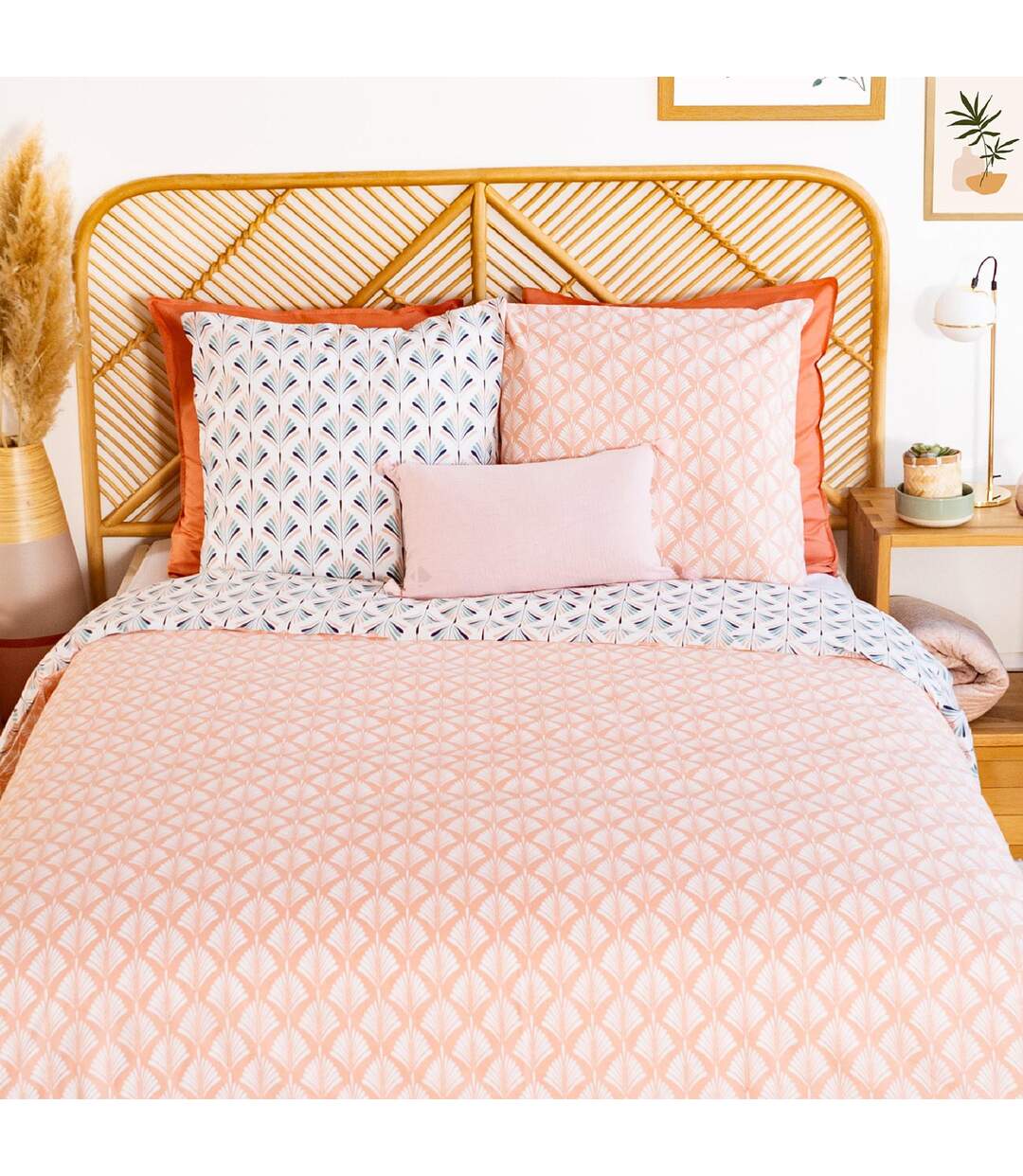 Parure de lit 260x240 cm coton VOLEA rose