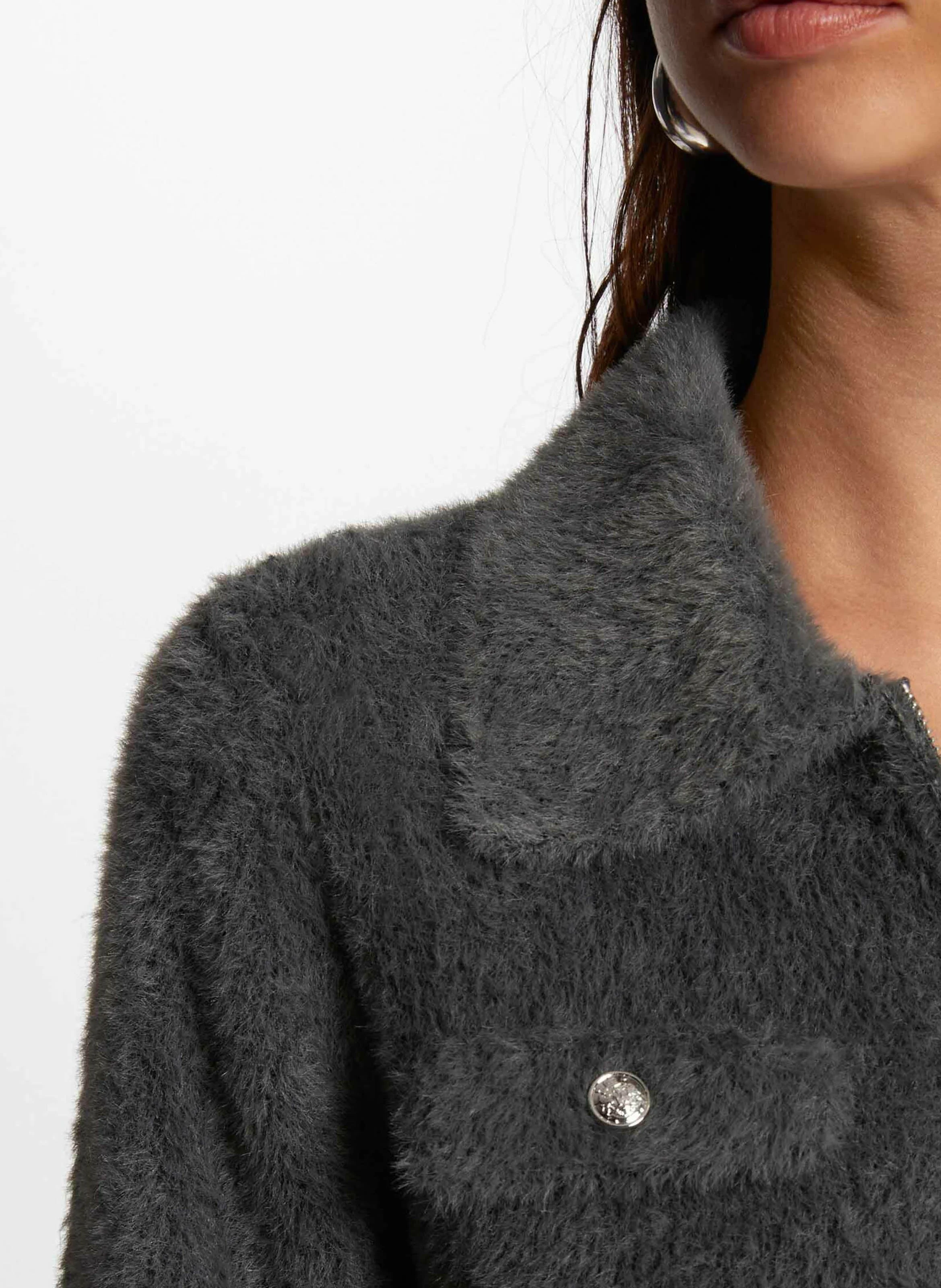 MDOMI - Gilet droit en fourrure synthétique | Gris