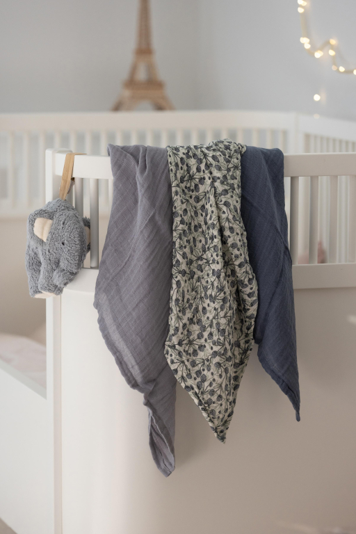 Sebra Mousseline handdoek set van 3 Blue Olive/Forest Lake Blue