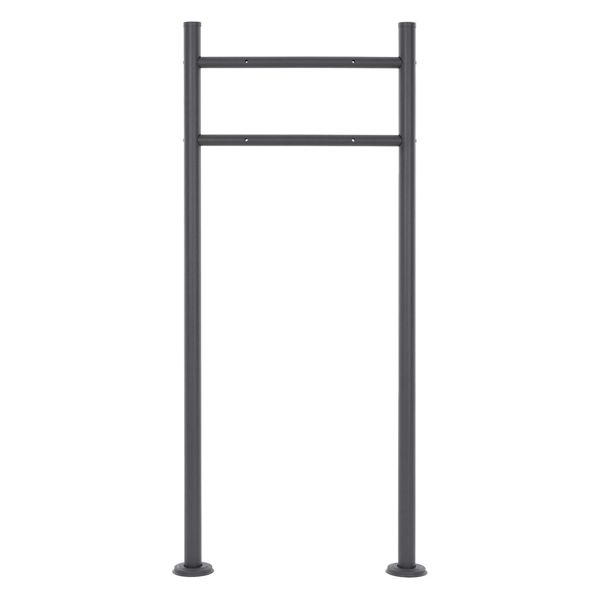ECD Germany vrijstaande brievenbus met krantenvak, design brievenbus met post, brievenbusstandaard antraciet 120cm, brievenbus antraciet/zilver 37x10,5x36,5cm, gepoedercoat/mat geborsteld roestvrij staal