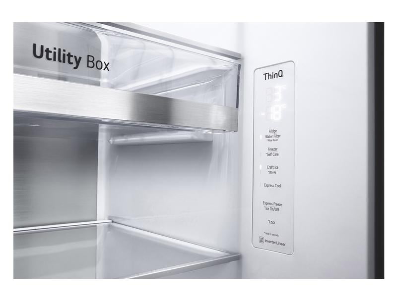 LG Foodcenter GSXV90BSDE Brushed Steel Side by Side Kühlgerät mit Fenster und Innenbeleuchtung