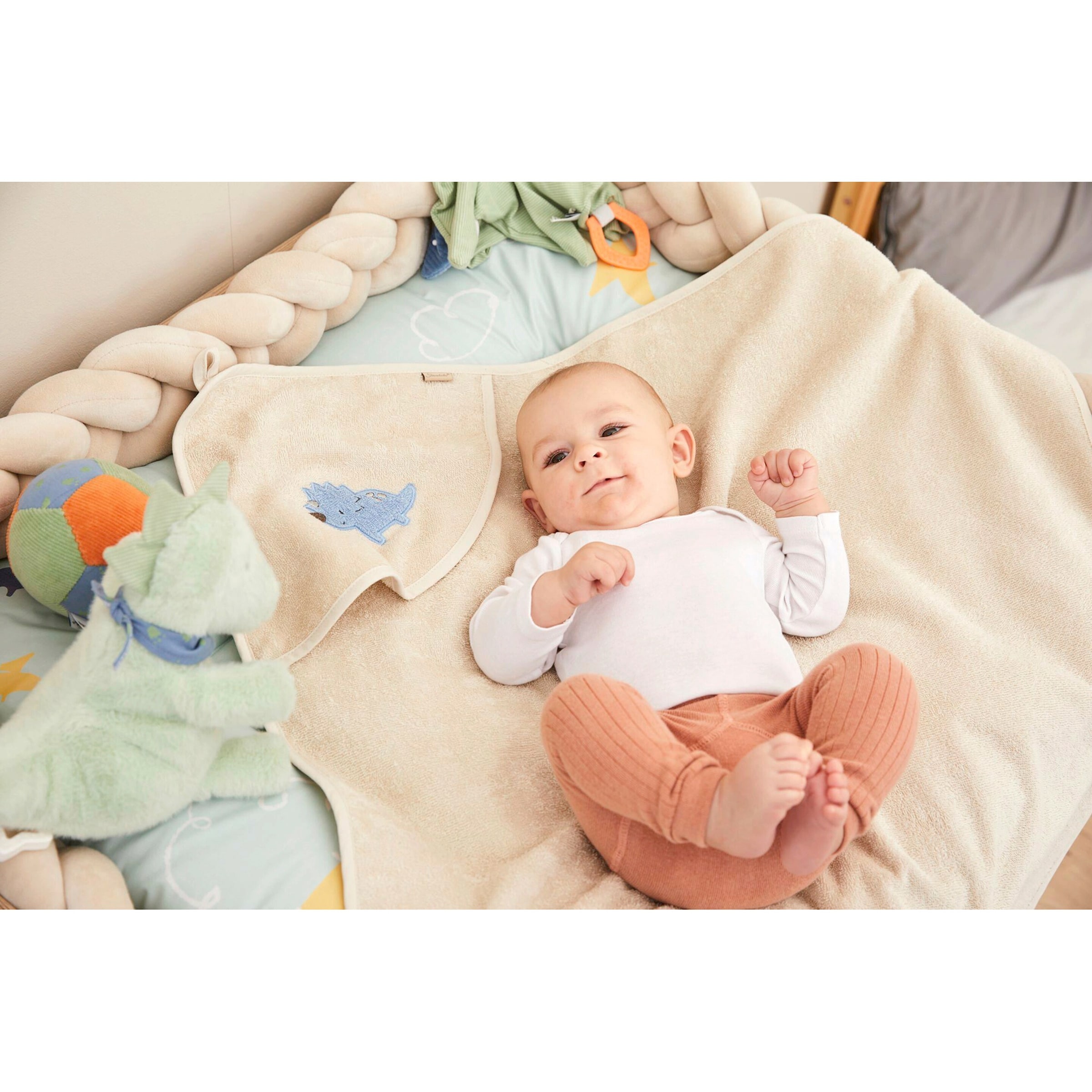 Sterntaler Kapuzenbadetuch 80x80 cm Dino Rexi beige