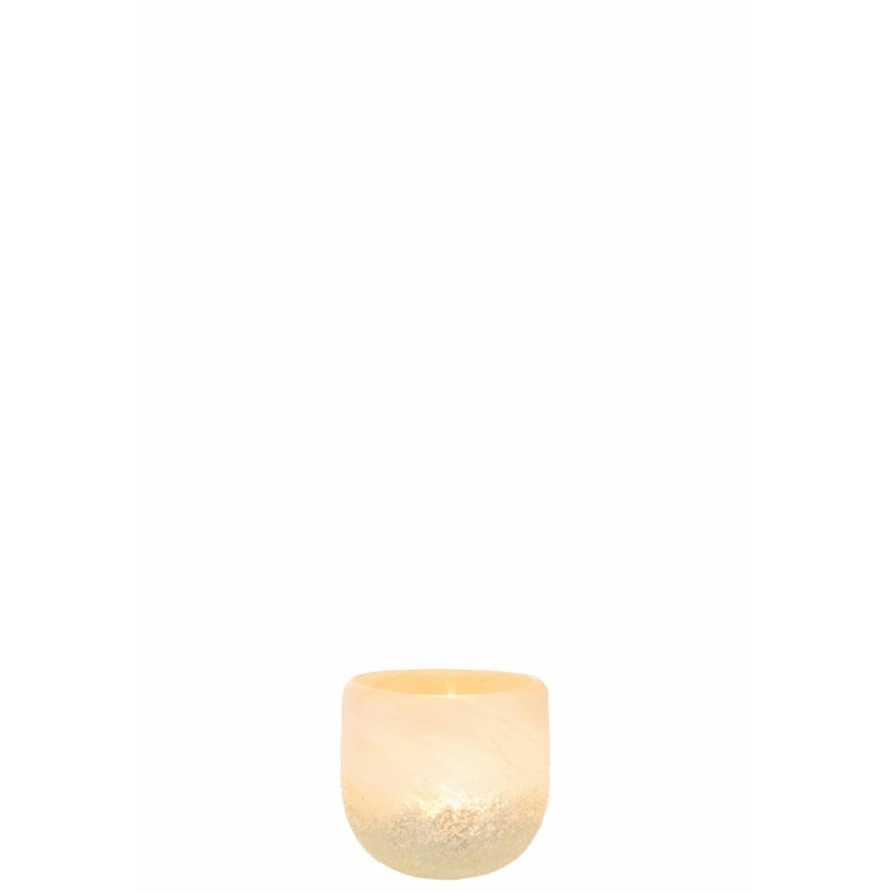 Photophore en verre beige 10.5x10.5x9.5 cm