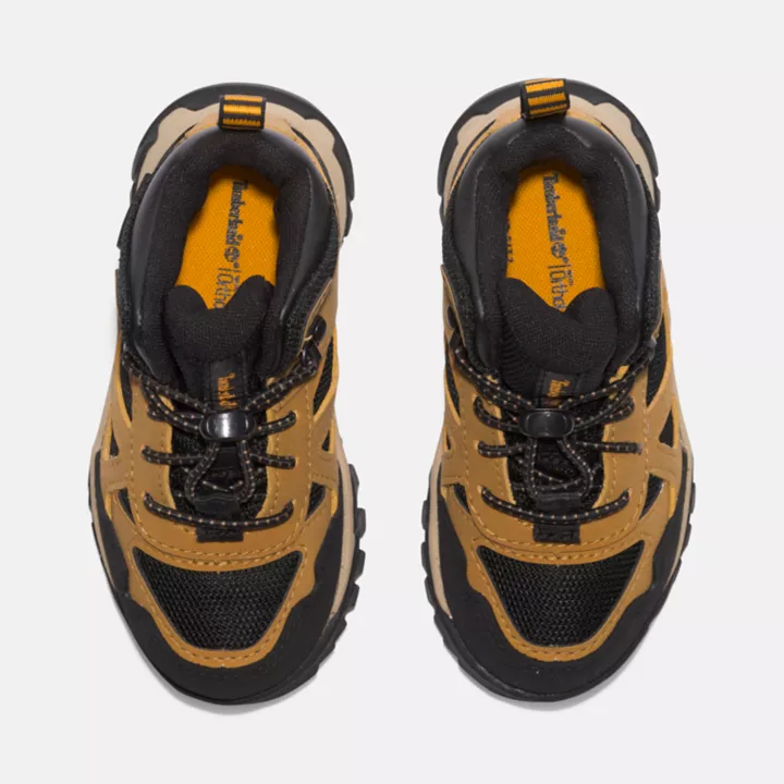 Bota de caminhada impermeável Lincoln Peak para crianças pequenas, na cor amarela.