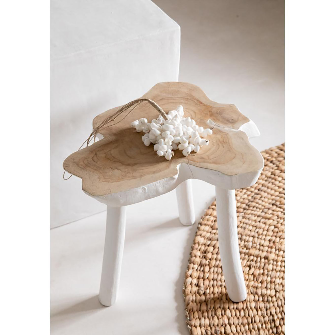 Bazar Bizar Table d'appoint Organic beige/blanc - 45x45x40 cm