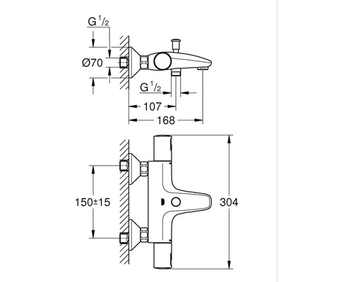 Grohe Quickfix badkraan met thermostaat PRECISION START chroom 34598000