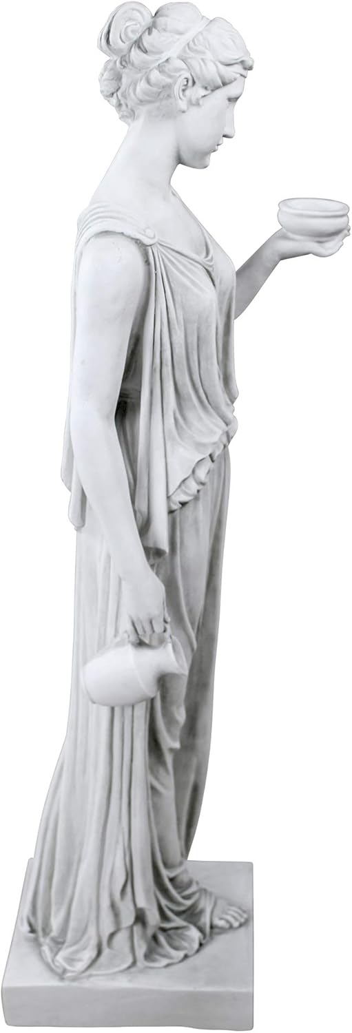 Design Toscano Hebe, die Göttin der Jugend griechische Gartenstatue, Polyresin, antikes steingrau, groß 81 cm