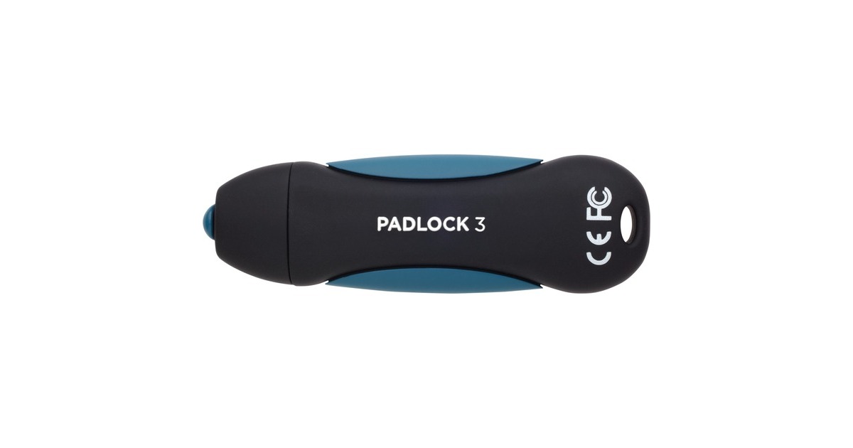 CorsairFlash Padlock 3 128GB Secure USB 3.0 Flash Drive usb-stick  (Zwart/blauw, CMFPLA3B-128GB)