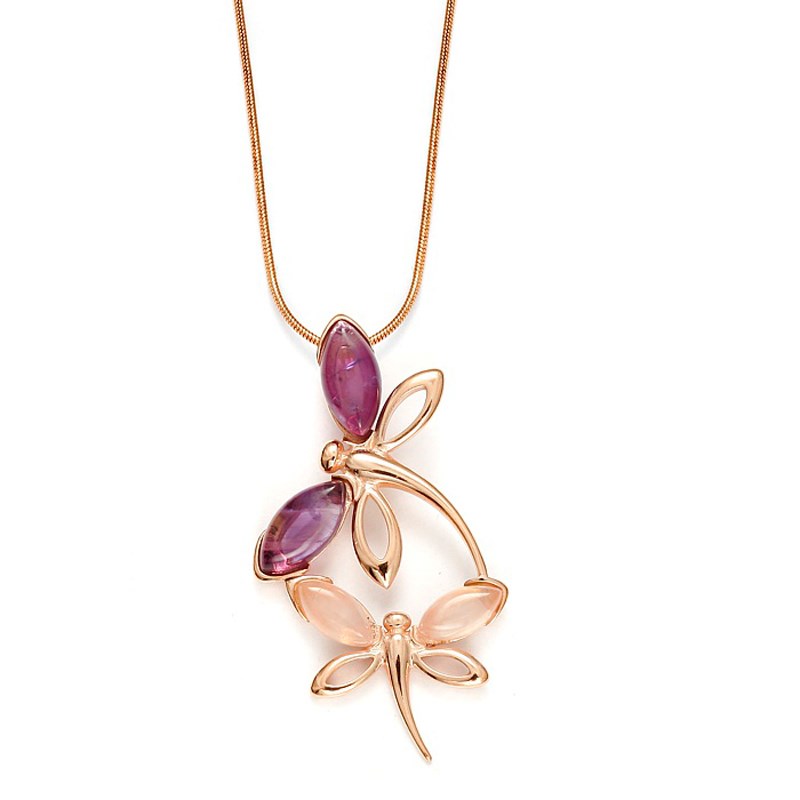 Pendentif papillon argent doré rose