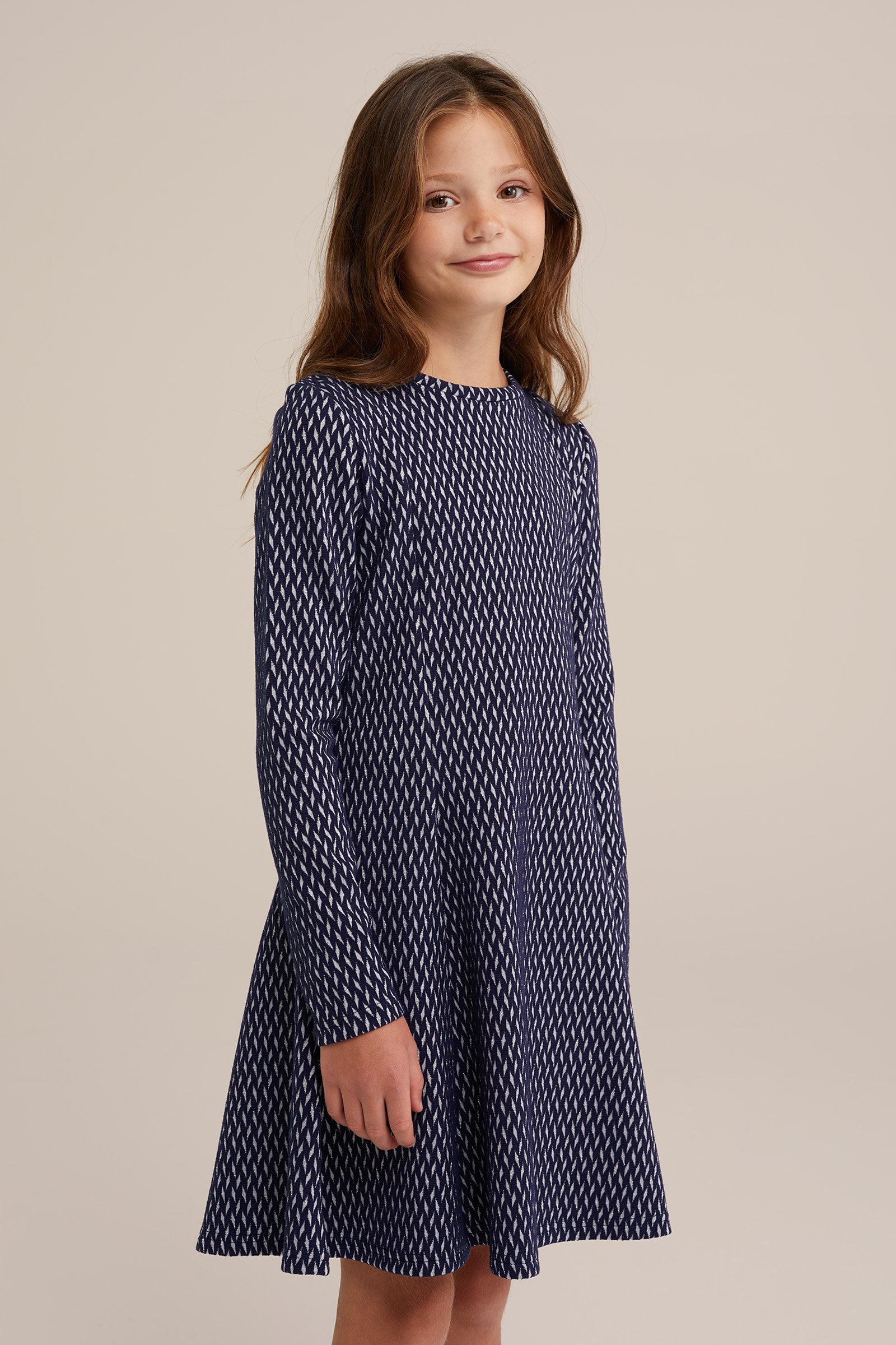 Meisjes jurk met dessin WE Fashion Zilver
