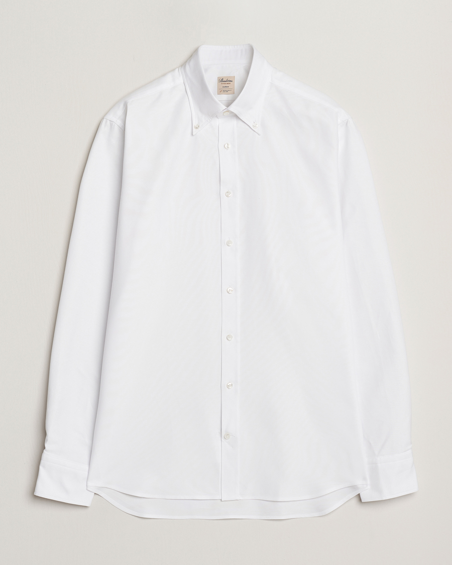 Stenströms Fitted Body Heavy Oxford Shirt White