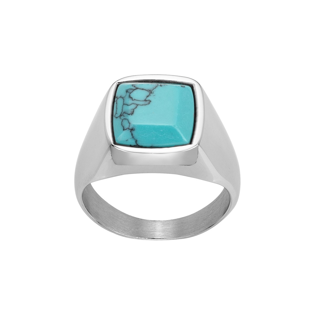 Chevalière Aristide en Acier 316L avec turquoise reconstituée bleu turquoise
