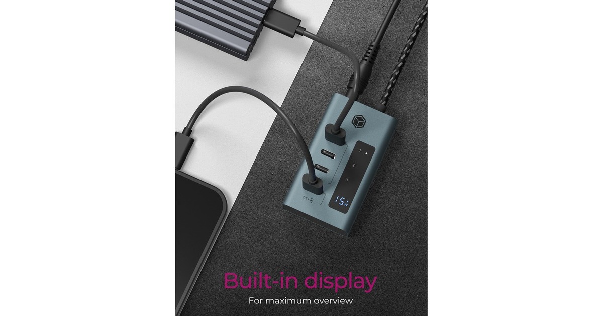 ICY BOXIB-HUB1454-C31 usb-hub  (Grijs/blauwgrijs, 4x USB-C 3.2 (10 Gbit/s))