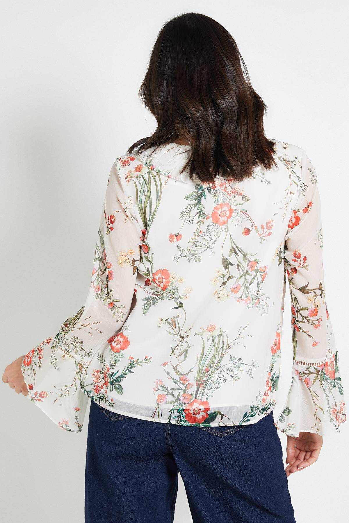 Wallis Blouse à Volants avec Finitions en Dentelle Florale
