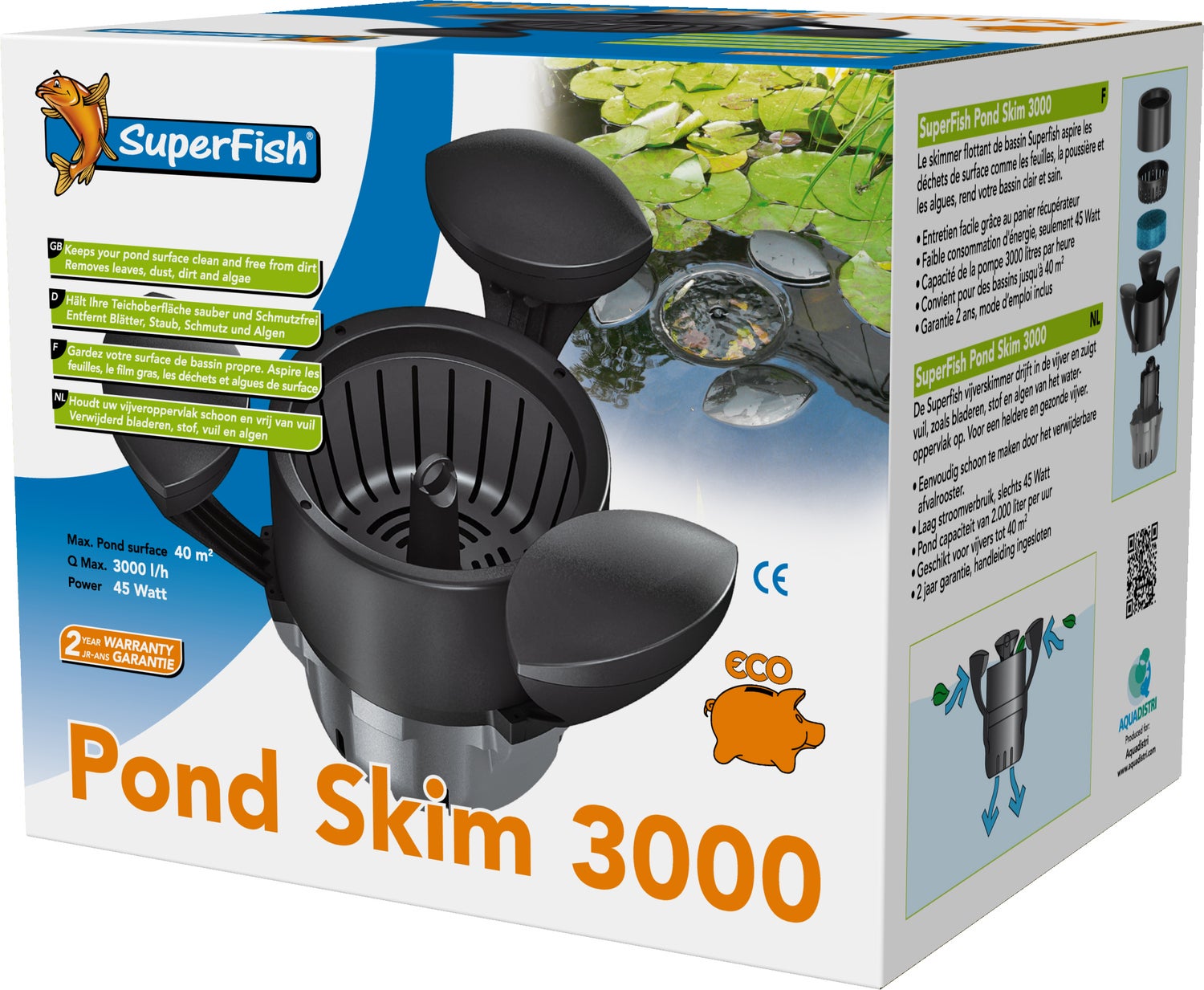 Superfish vijverskimmer 3000 zwart 25,5 x 31 x 26 cm