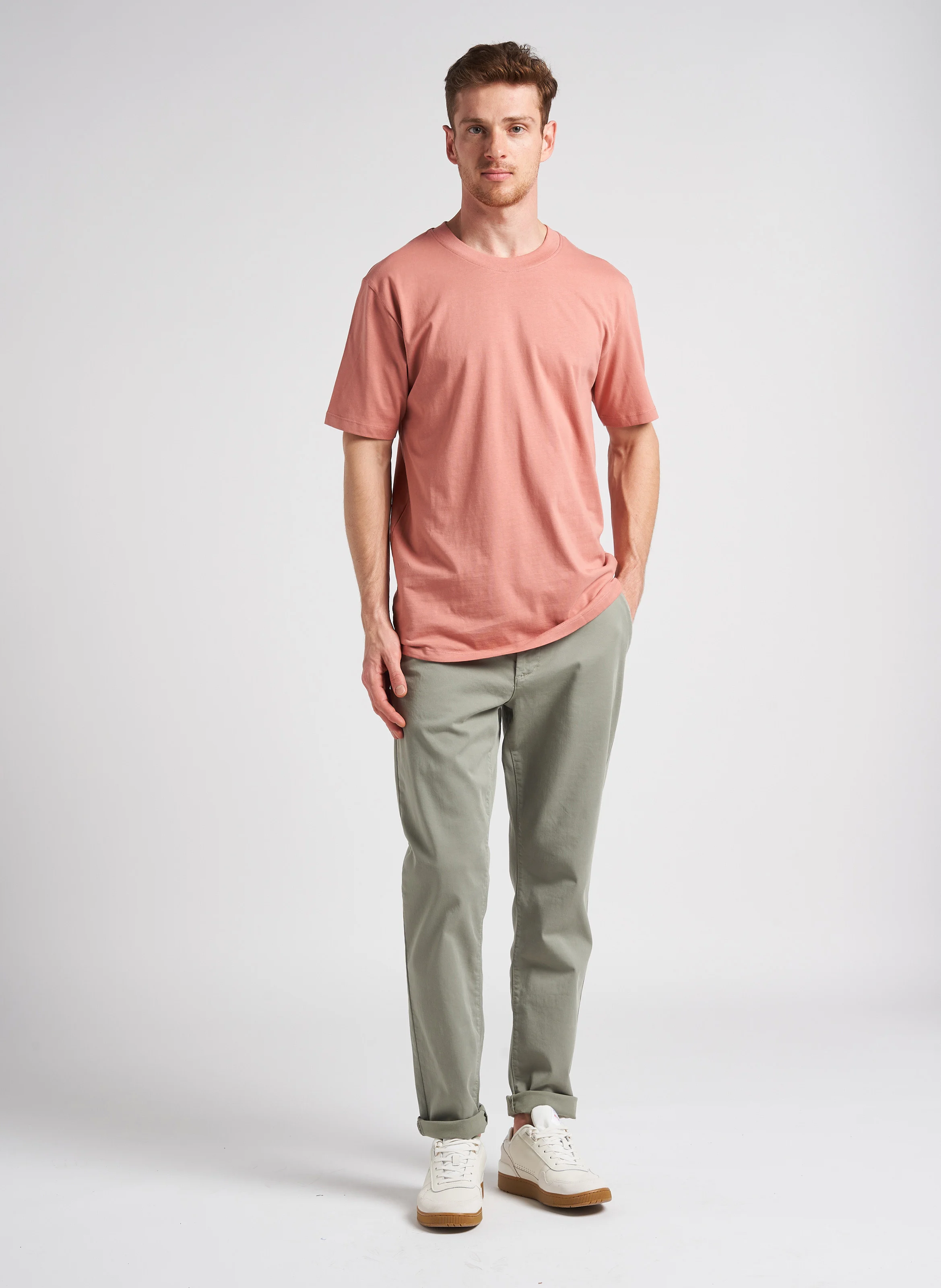 LAVIS - Pantalon droit en coton bio mélangé | Kaki