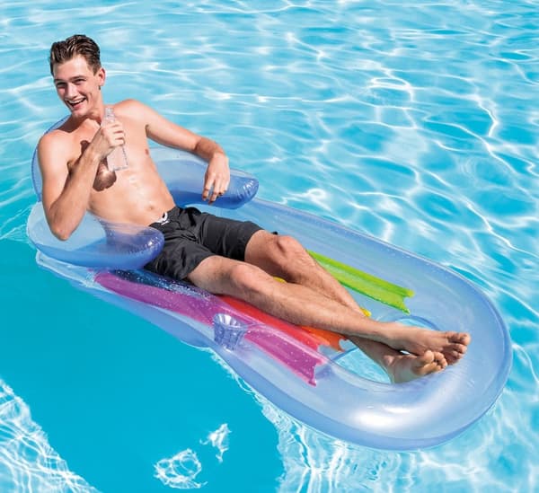 Madrass, lenestol for soling og svømming 2in1 King Cool 160 x 85cm INTEX 58802 blå
