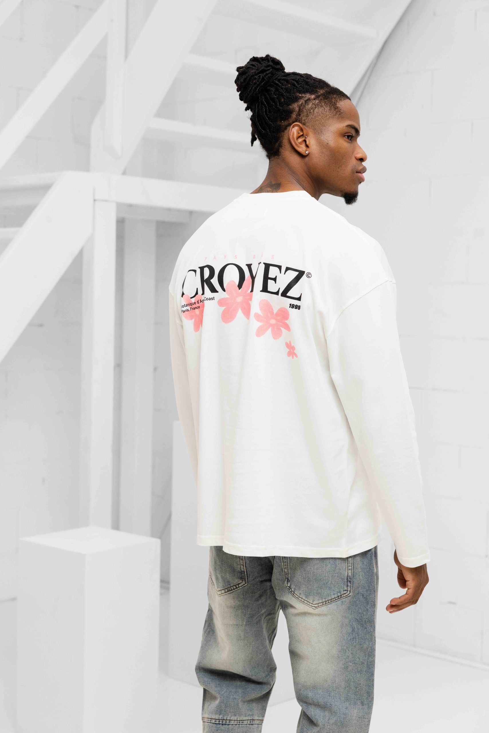 Croyez Botanique Longsleeve T-Shirt Heren Gebroken Wit
