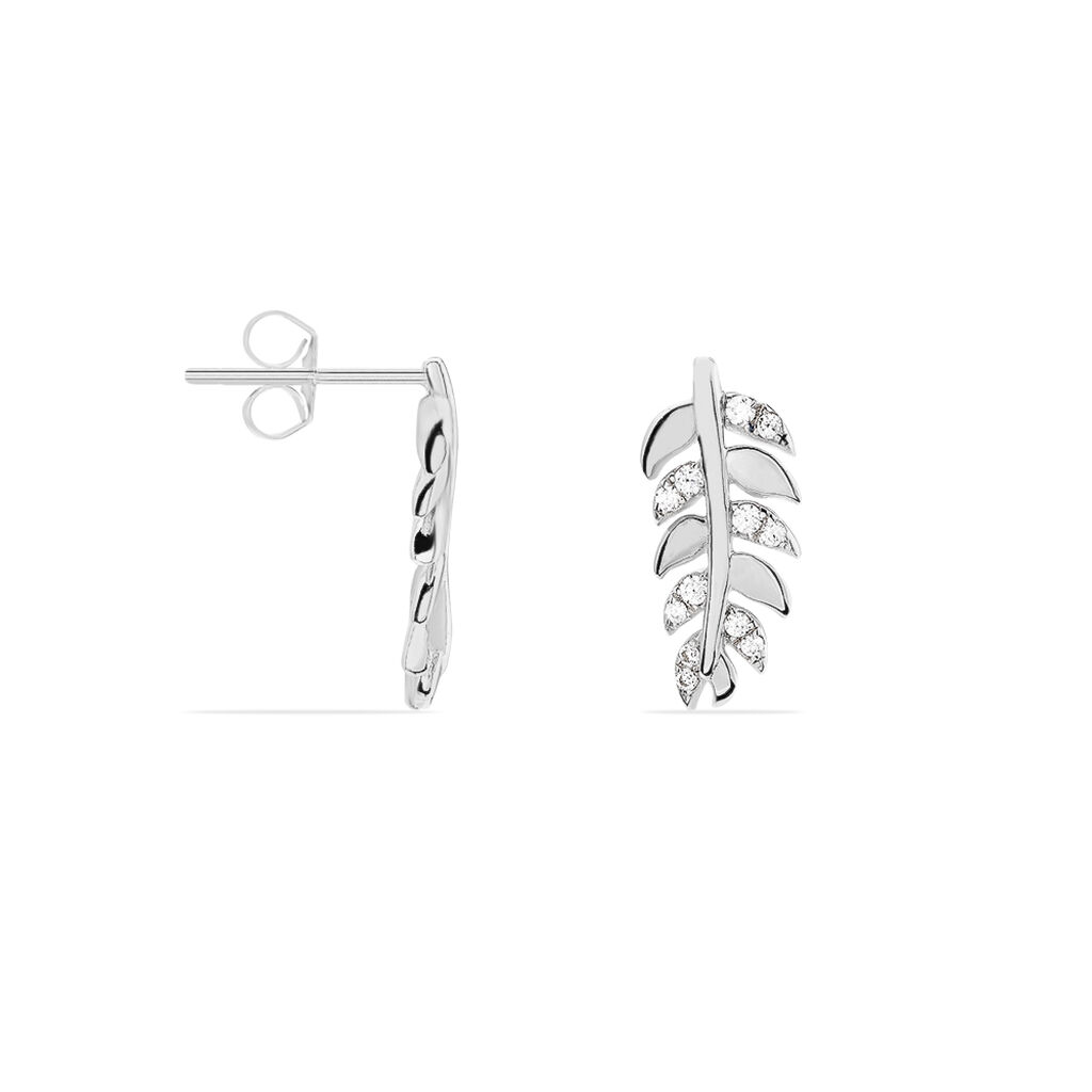 Boucles D'oreilles Puces Jade Argent Blanc Oxyde De Zirconium