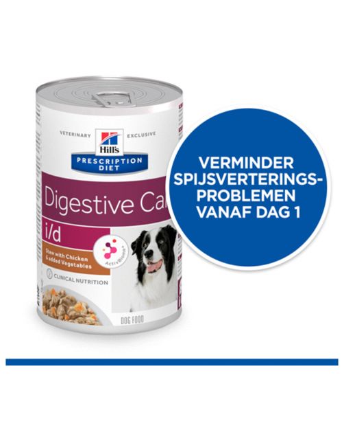 Hill's Prescription Diet I\/D Digestive Care Stoofpotje  Blik - Hondenvoer - Kip Groente 354 g