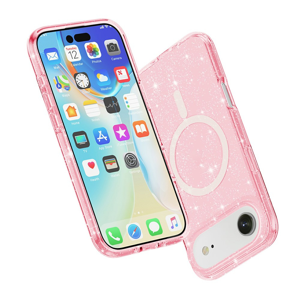 iPhone Air MagSafe Hybrid Hardcase Schutzhülle im Glitzer Design - Pink / Transparent