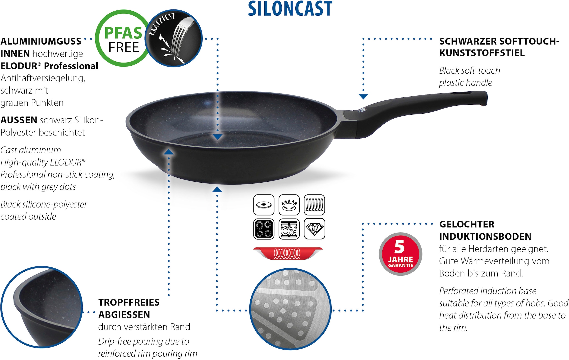 Elo Bratpfanne »Siloncast« Aluminiumguss 1 Stk. tlg. hochwertige Antihaftversiegelung, Softtouch-Stil, induktionsgeeignet