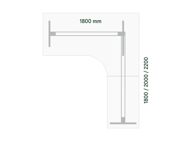 Hæve-sænkebord DNA 1800x1800 mm Højre Antracit 3-ben/Sort