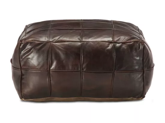 Pouf 60 x 60 x 30 cm Marron foncé Cuir véritable de chèvre