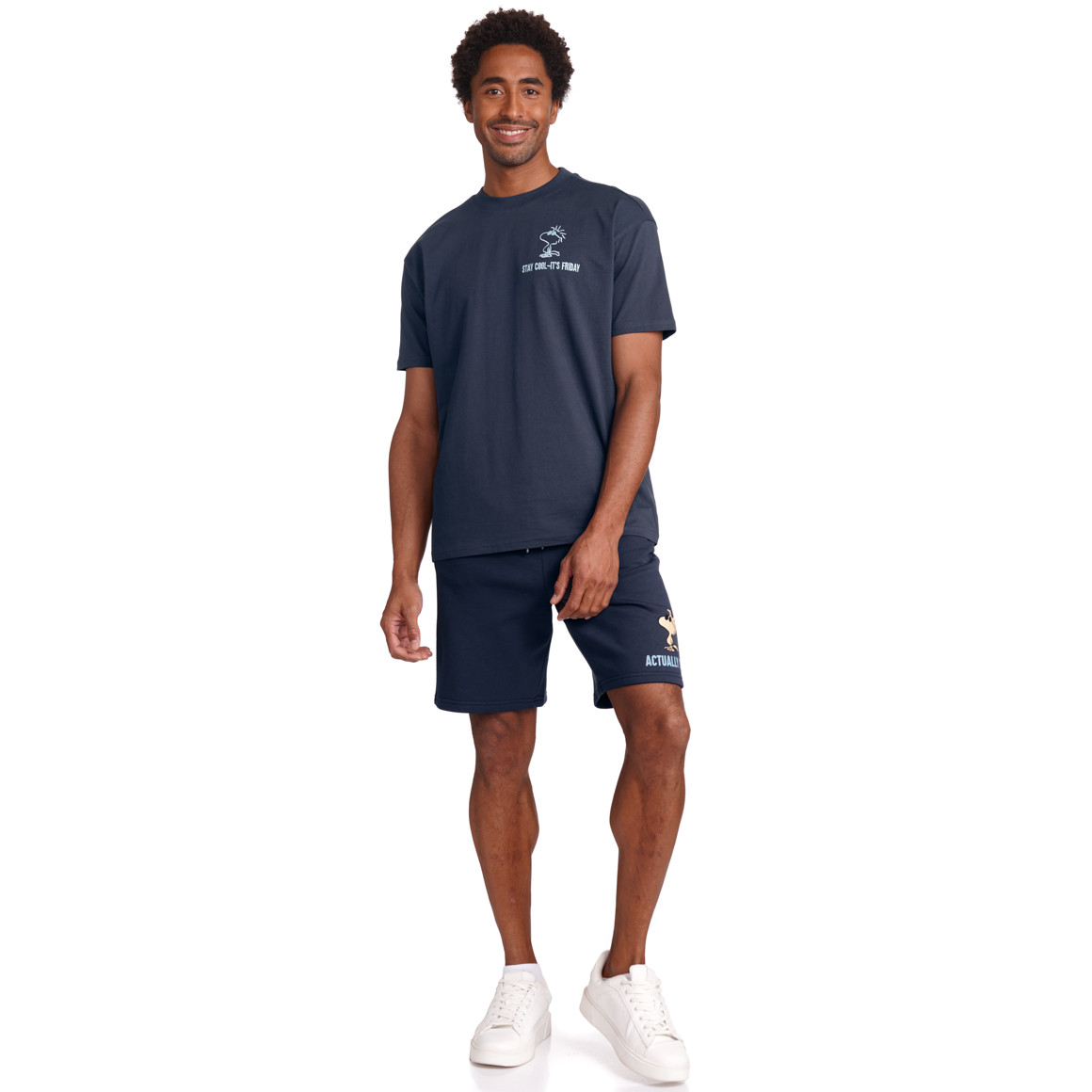 Jonas Nielsen Peanuts T-Shirt mit Stickerei dunkelblau