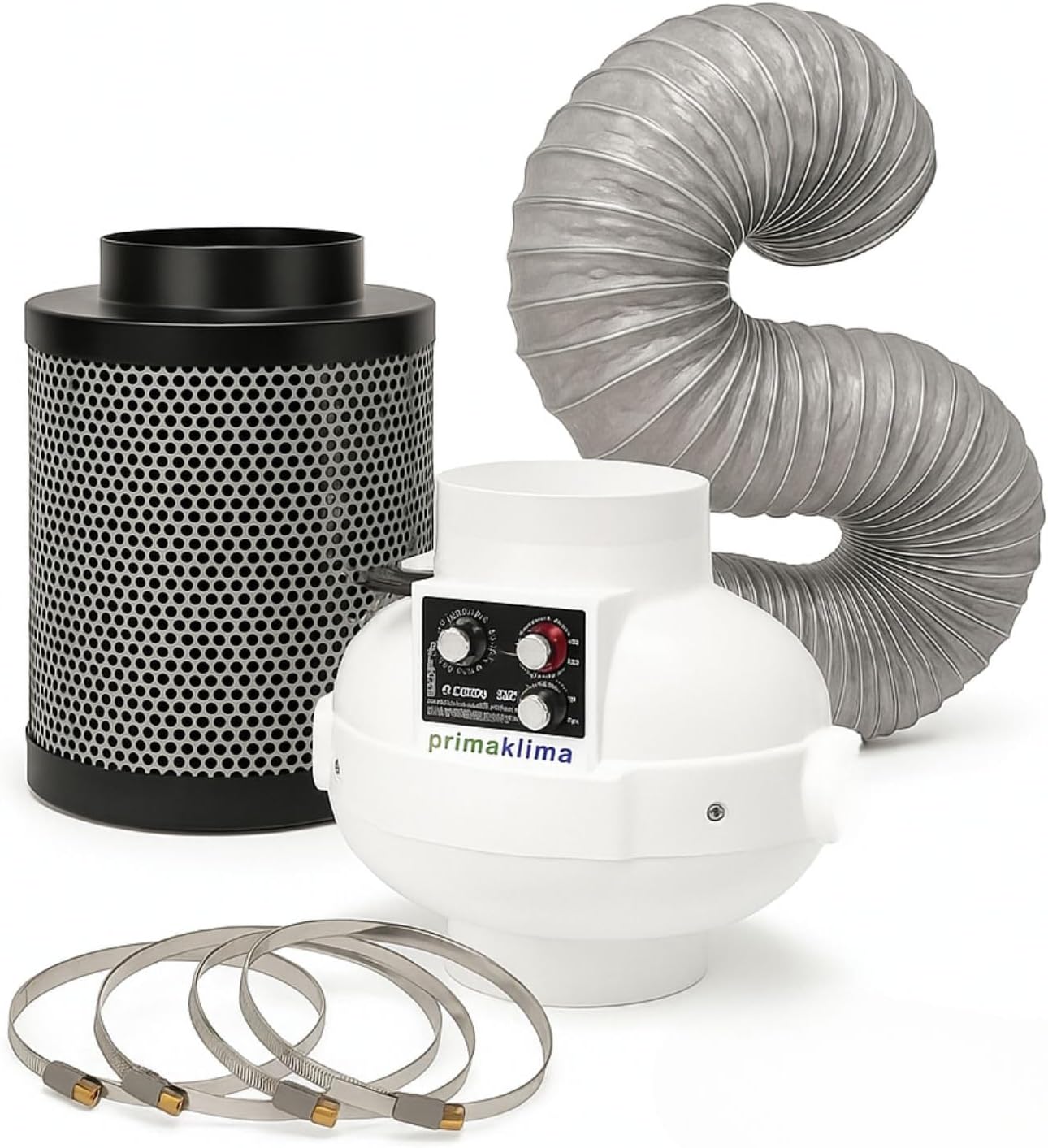Weedness Grow Abluft Set Prima Klima Controlled 0-680 m³ Belüftungsset - Indoor Anbau Lüftungsset Rohrventilator Grow-Box Belüftungssystem