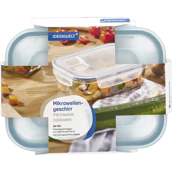2er Set Mikrowellengeschirr eckig